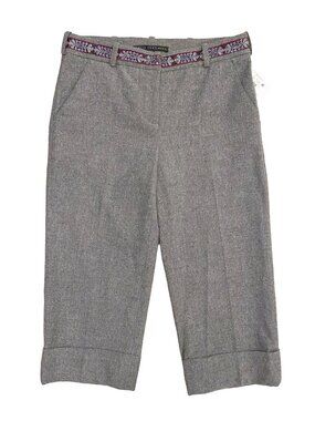 NWT Robert Rodriguez Gray Embellished Beaded Trim Cropped Pants Size 6